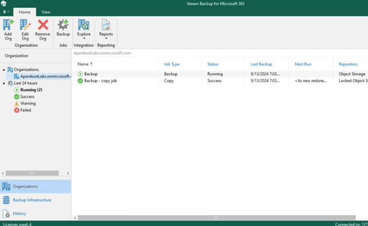 Come creare un job di backup per Microsoft 365